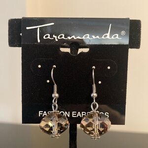 Taramanda Silver and Brown Crystal Earrings